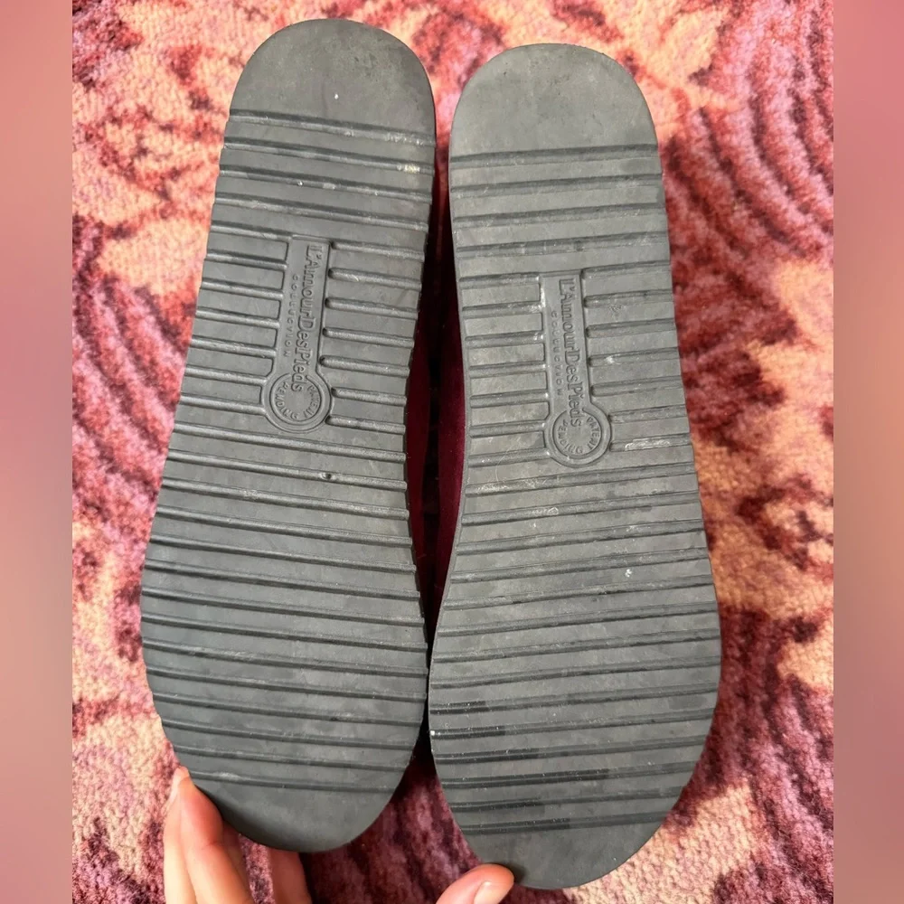 EUC L’amour Des Pieds Amadour Suede Women's Burgundy Platform Open Toe Sandal, 8 - Picture 5 of 6